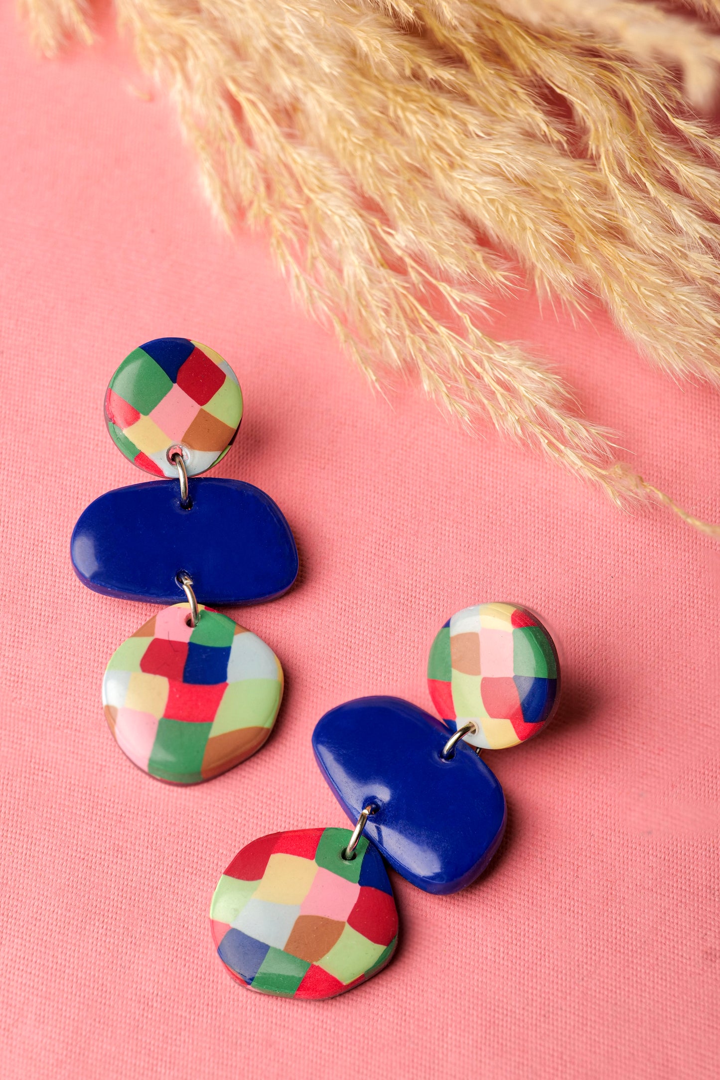 NAVY MOSAIC DANGLERS