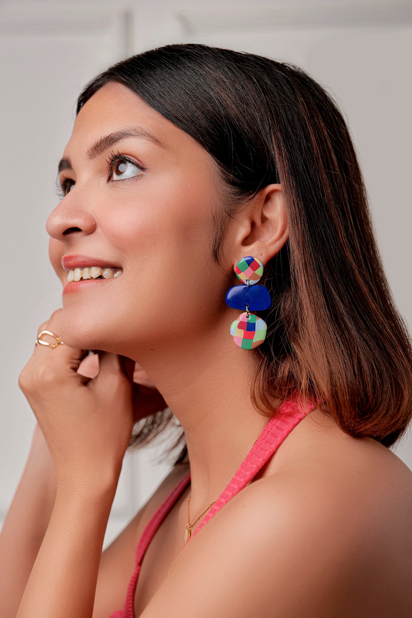 NAVY MOSAIC DANGLERS