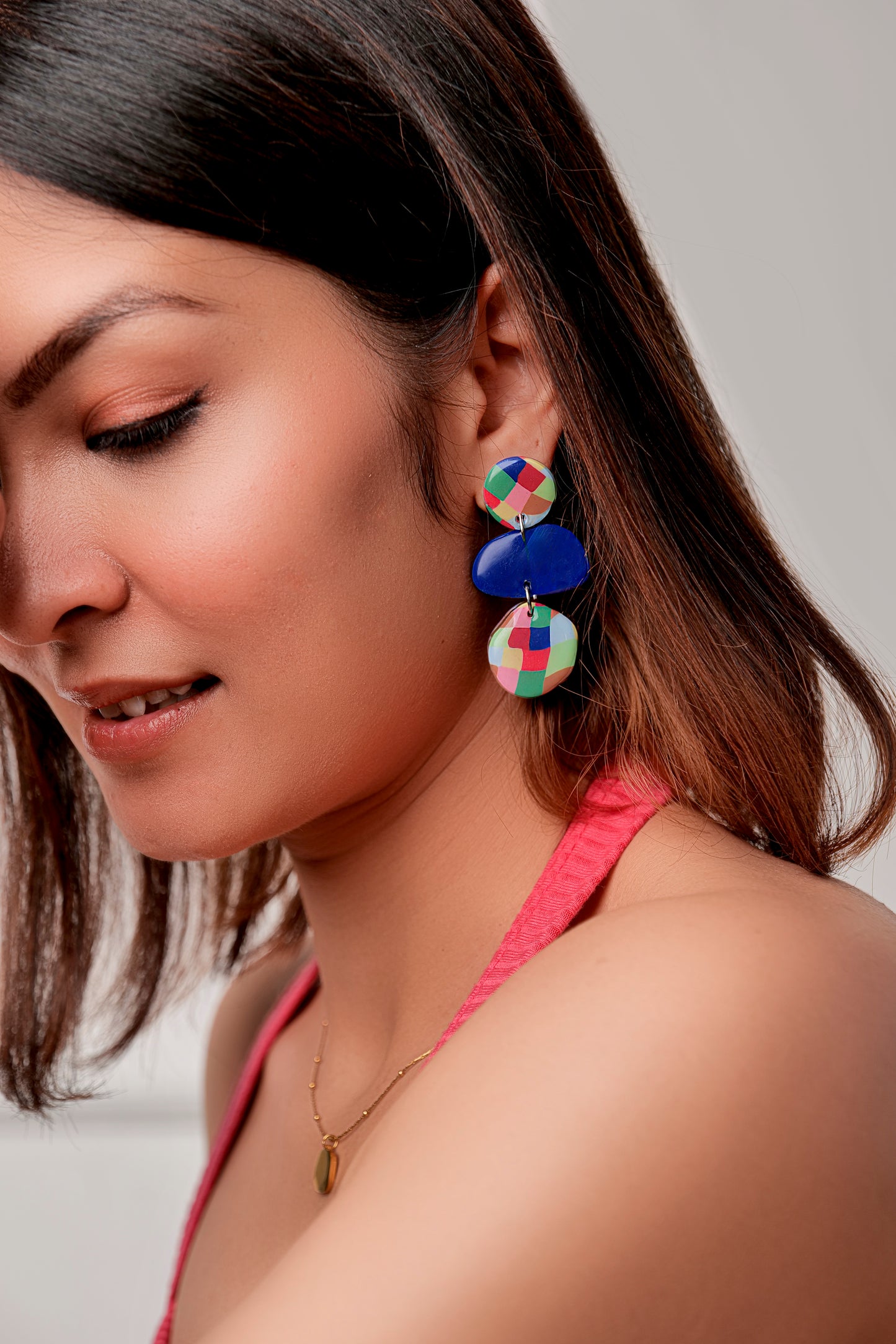 NAVY MOSAIC DANGLERS