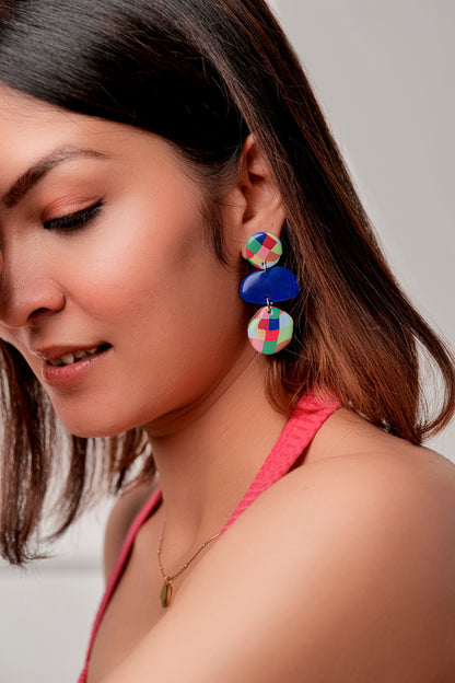 NAVY MOSAIC DANGLERS