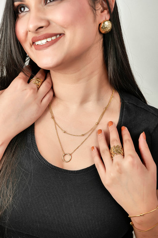 CIRCLE CHAIN DOUBLE LAYERED NECKLACE