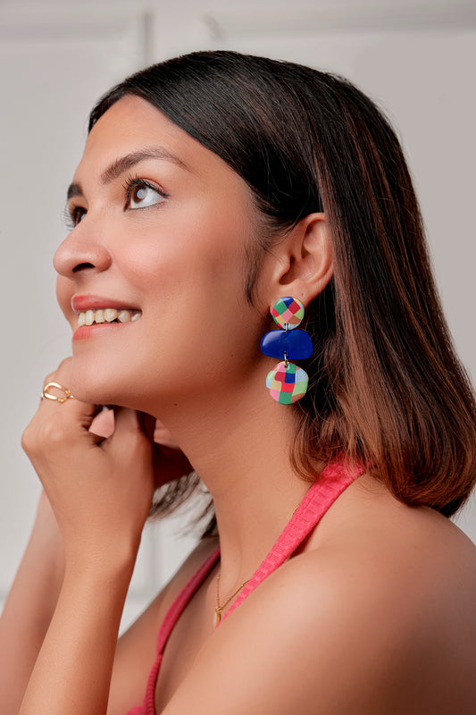 NAVY MOSAIC DANGLERS